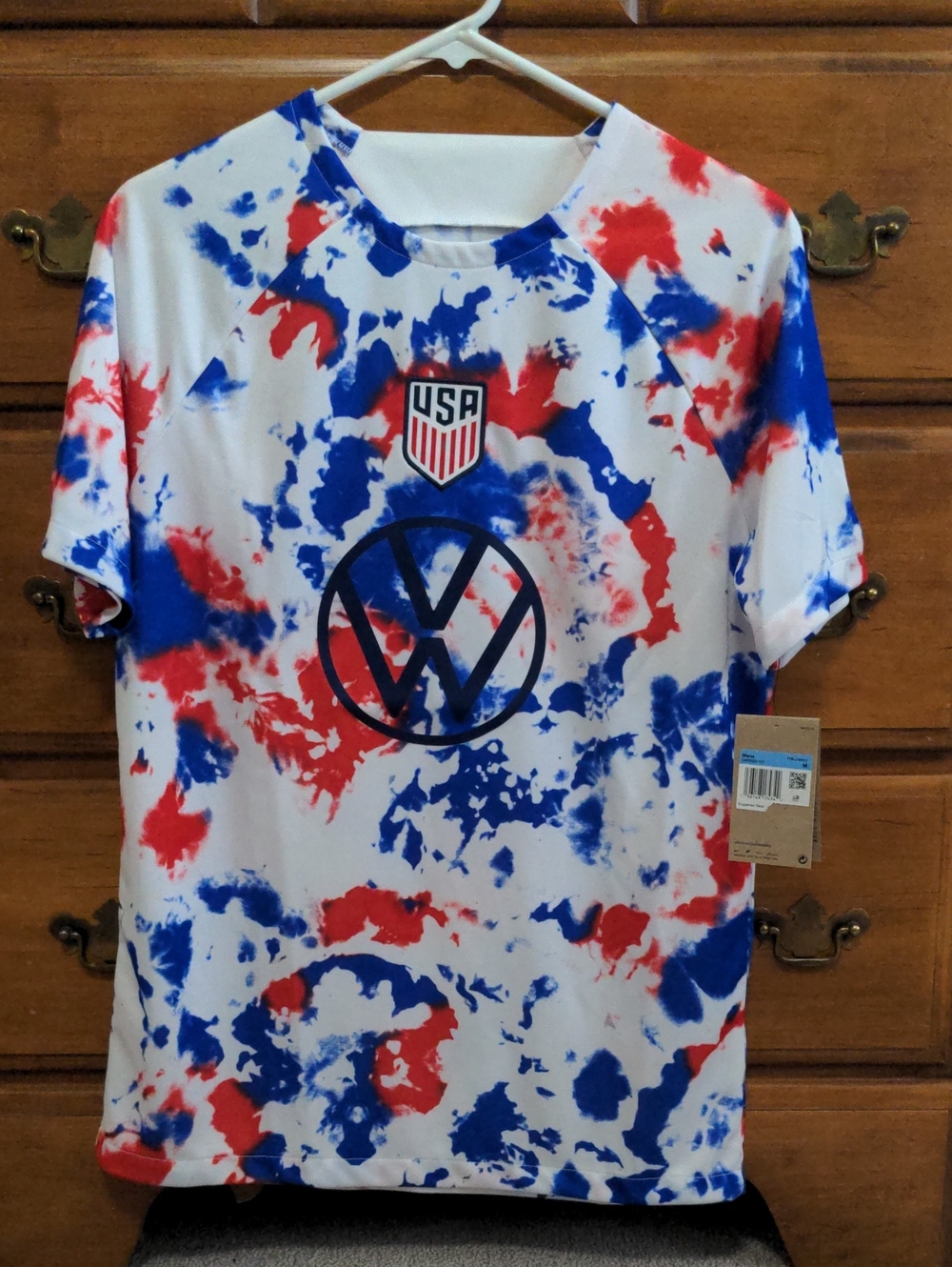Men's USA Tie-Dye Soccer Pre-match Jersey - Red & Blue